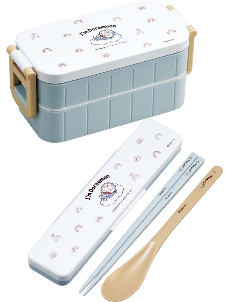 Skater Bento Box, 2-Tier, 600ml, for Women, Made In Japan, Sanrio "I'm Doraemon" Sky Walk, YZW3AG-A