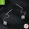 Premium Sense 40 Points Moissanite Earline Women, Exquisite Minimalist Style Long Fringed S925 Sterling Silver Earrings