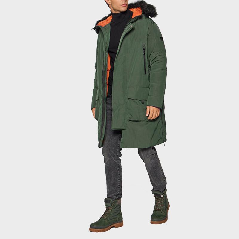 Armani Exchange Solid Color Mid-Length Hooded Cotton Coat Men Coats Deep-Forest-Green 6KZL48-ZNITZ-1863