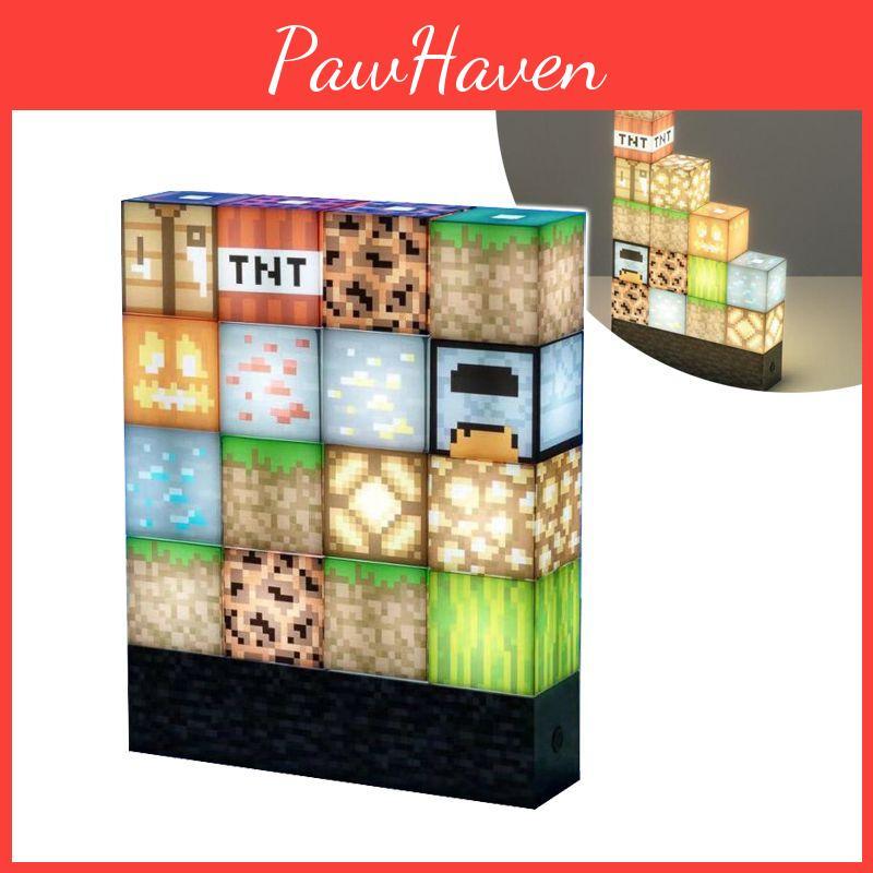 Stitching Minecraft Night Light Lamp Usb Power Decor Building Block Stacking Diy