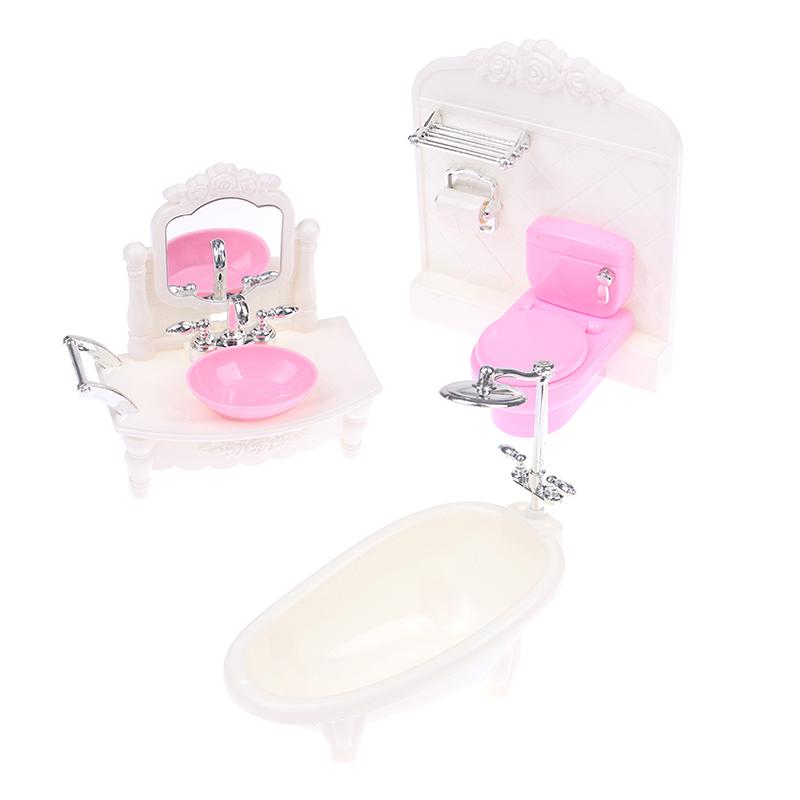 16Cm Doll House Home Furnishings Bathtub Washbasin Toilet Matching Model