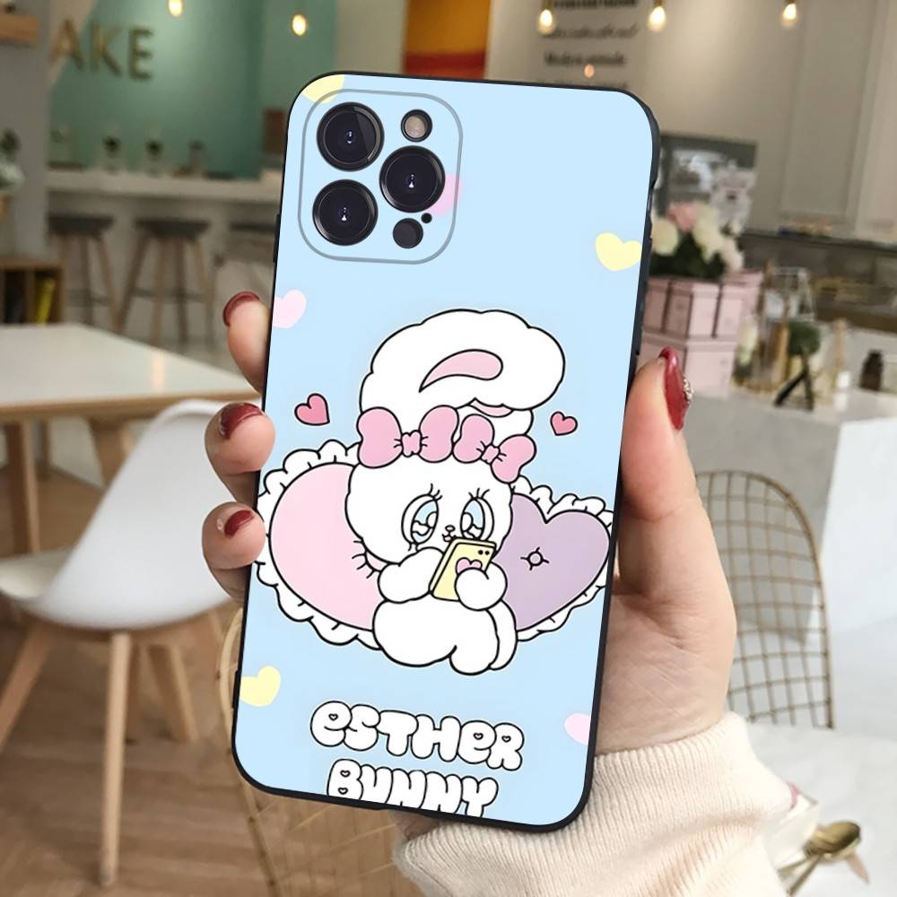 Cute Cartoon Esthers Bunny For IPhone 17 16 15 14 13 12 11 Pro Max 13 17Air Shockproof Soft Phone Cases Coque