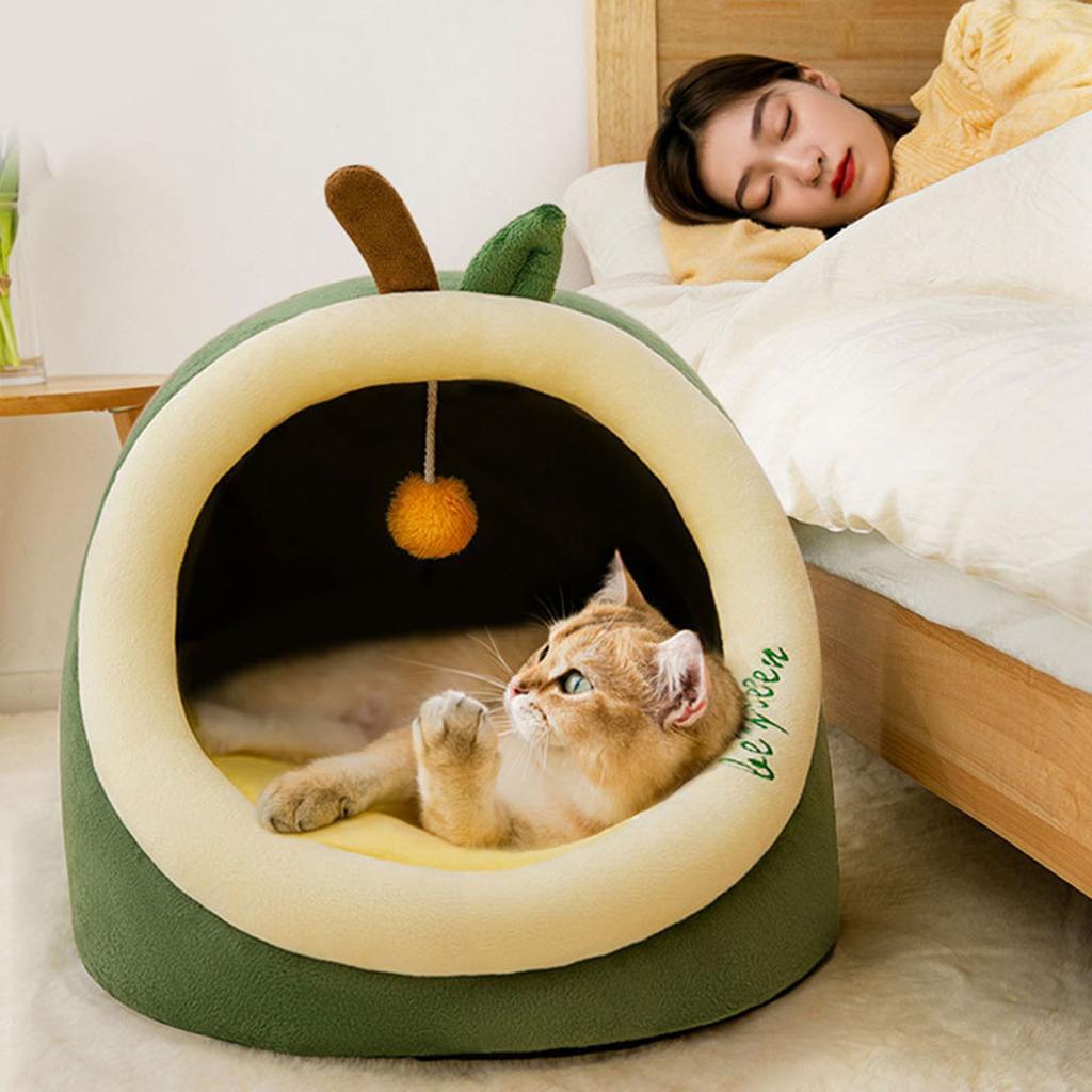 Avocado Cats Cave Bed Warming Calming Tent House for Small Dogs Non-Slip