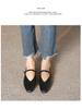 2023 Retro Low-Heeled Mary Jane Shoes: Square Toe, Soft Leather, Shallow-Mouth with Buckle Design for Women