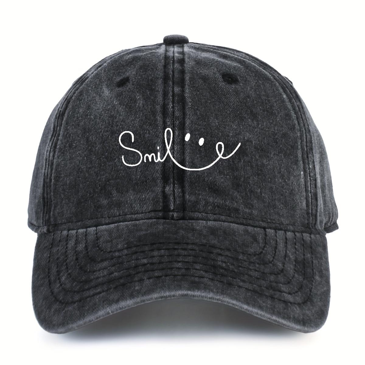 

Smile Graphic Distressed Baseball Cap Vintage Washed Dad Hat Adjustable Casual Unisex One Size