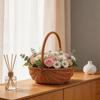 Handwoven Rattan Flower Basket: Ideal for Camping, Picnics, Storage, and Floral Arrangements