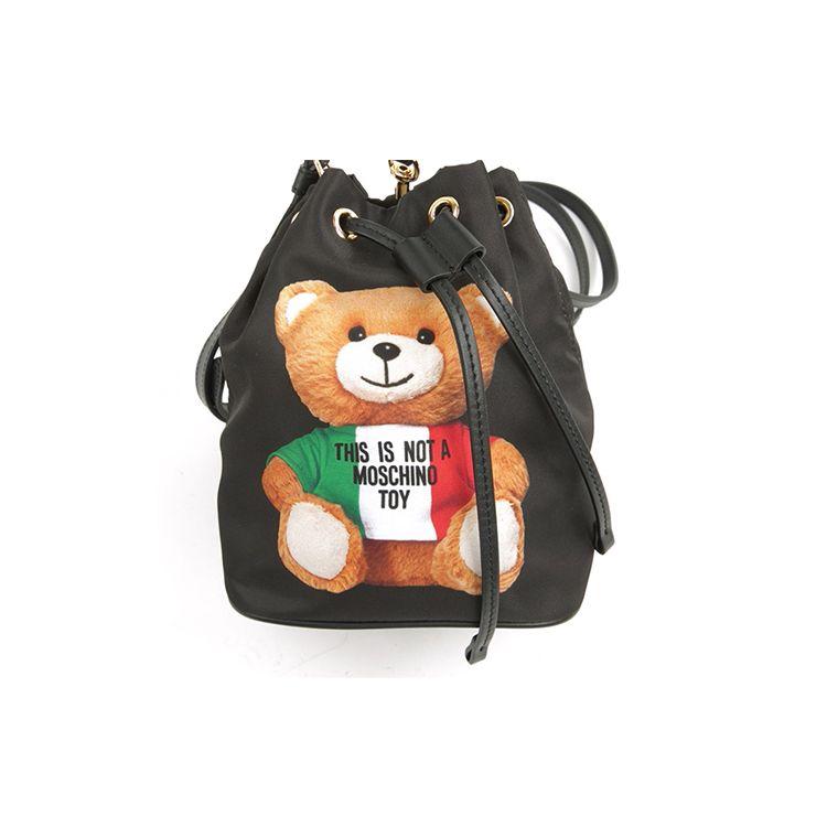 Moschino Teddy Bear Print Pu Bucket Bag Women Bags Black A8445-8213-1555