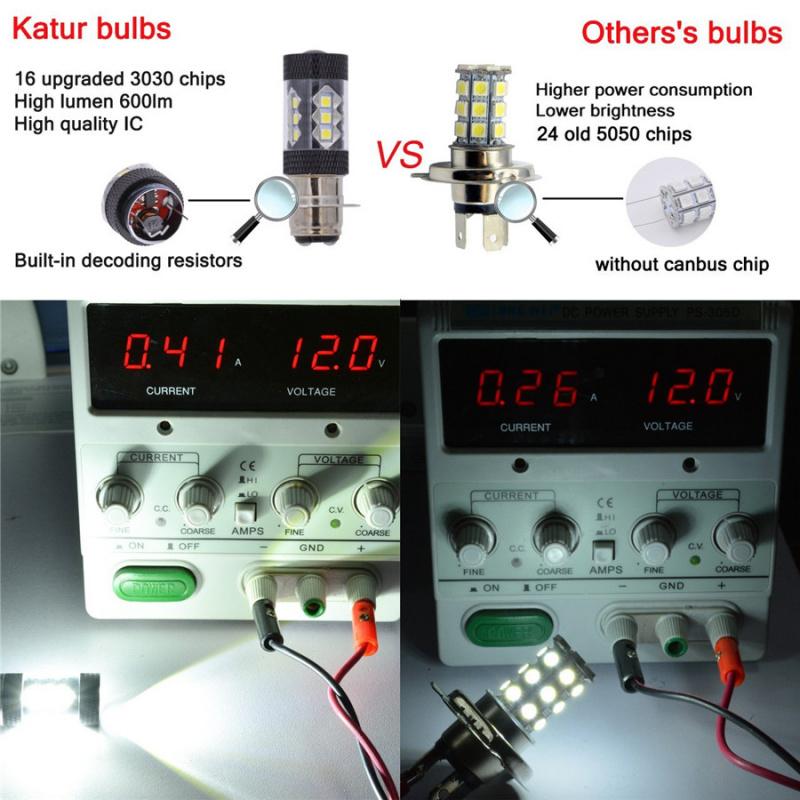 2Pc 80W Xenon White Led Motorbike Atv Headlight Fog Light Bulb 6500K P15D