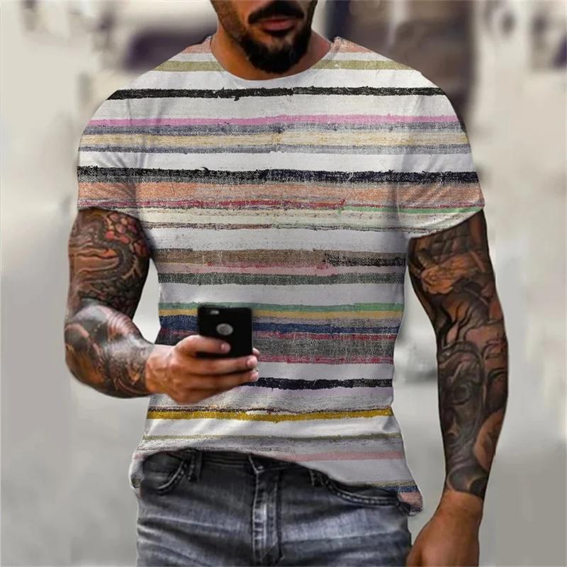 Street Hip Hop Men Women Stripe Print T-Shirt Daily Casual Oversized Sportswear Gym Tops Ropa Hombre Summer Short Sleeve Tees