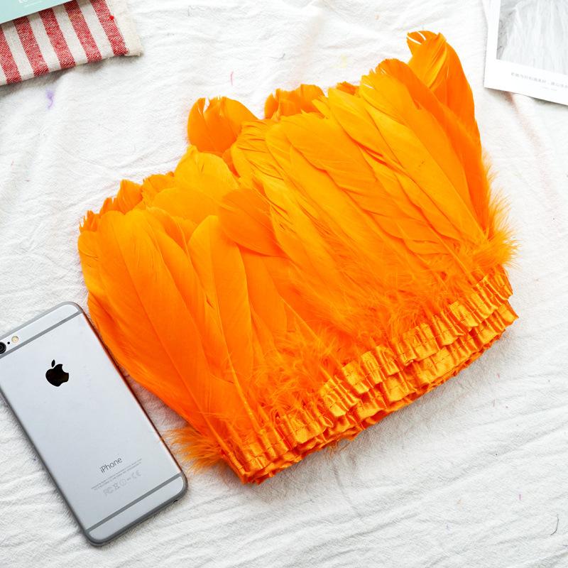 Color Hard Floating Feather Cloth Edge Goose Feather Cloth Strip Diy Feather Flower Skirt Shawl Stage Costume Wing Decoration