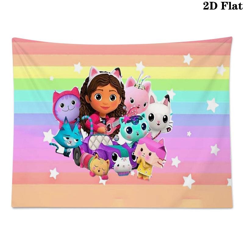 Gabby Dollhouse Wall Tapestry Aesthetic Wall Hanging Printed Fabric Blanket Decorative Tapestries for Bedroom Living Room Home Decor