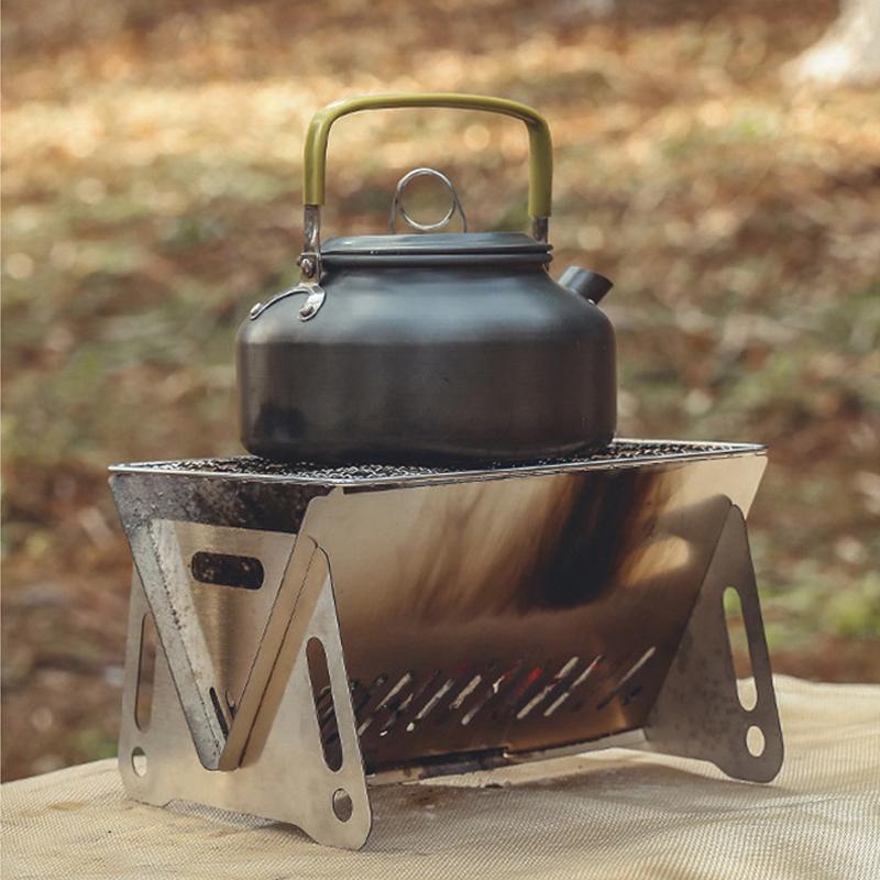 Acampamento ao ar livre Mini Churrasqueira Portátil Dobrável Tipo Cartão Fogão Churrasqueira