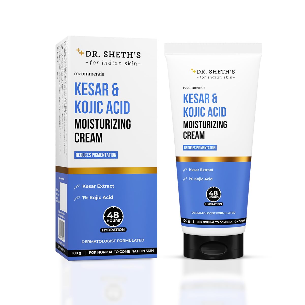 

Dr. Sheth s Kesar & Kojic Acid Moisturizing Cream 100g | Deep Hydration & Pigmentation Control for Normal to Combination Skin