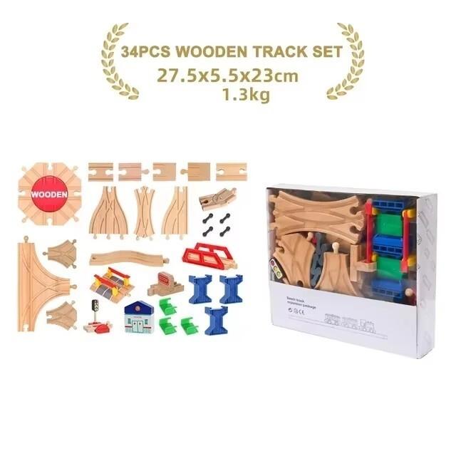 New Wooden Train Track Set Beech Wooden Railway Accessories fit for All Brand Wood Tracks Educational Toys for Children