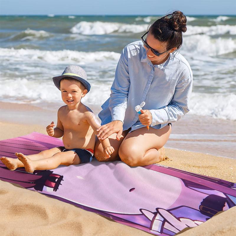 Tone Smoking Makima Anime Print Beach Towel Pool Towel Camping Towel Bath Towel Blanket for travel