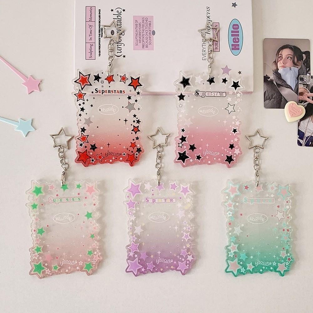 New 3 Inch Glitter Acrylic Photocard Holder Scratch-Resistant Transparent Star Photo Holder Idol Photo Sleeves