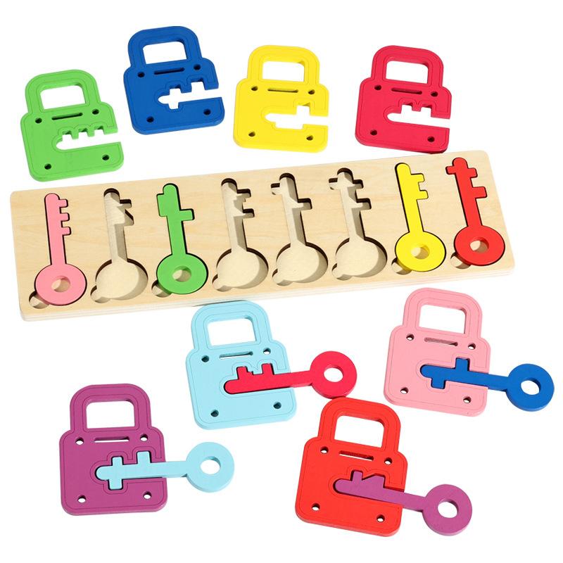 

Montessori Lock Key Matching Game Baby Colors Cognitive Fine Motor Skills Training Sensory Toy Parish Activities Educational Toy