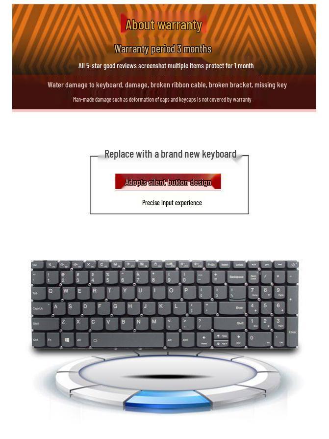 Compatible Keyboard for Lenovo 320-15IKB, 17IKB/ISK, 720S-15IBK, 320S-15IBR, 340C-15