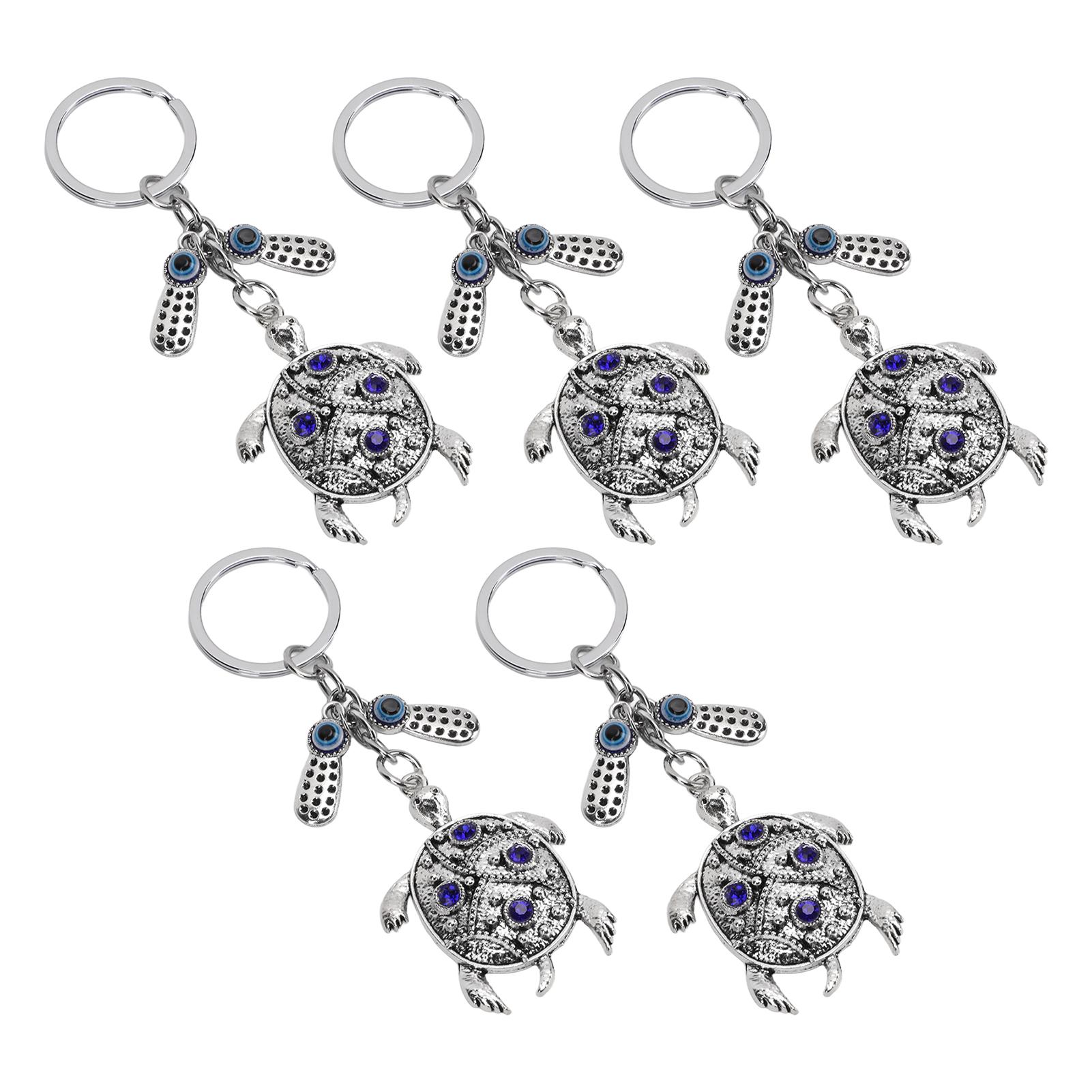 

5Pcs Turtle Keychain Handcrafted Exquisite Beautiful Evil Eye Keychain for Handbag Backpack Car Decoration
