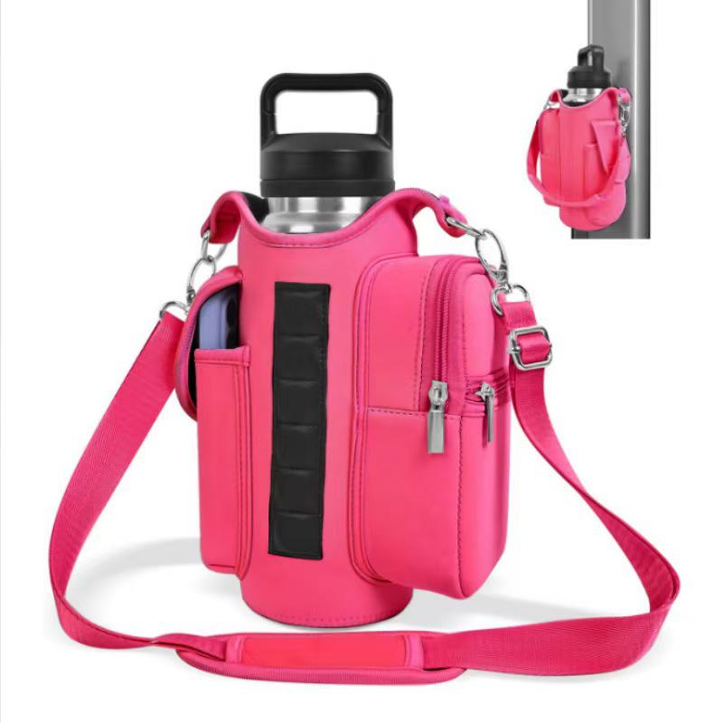 Portable Insulated Crossbody Bottle Holder - Large Capacity, Sporty Style, Wetsuit Material