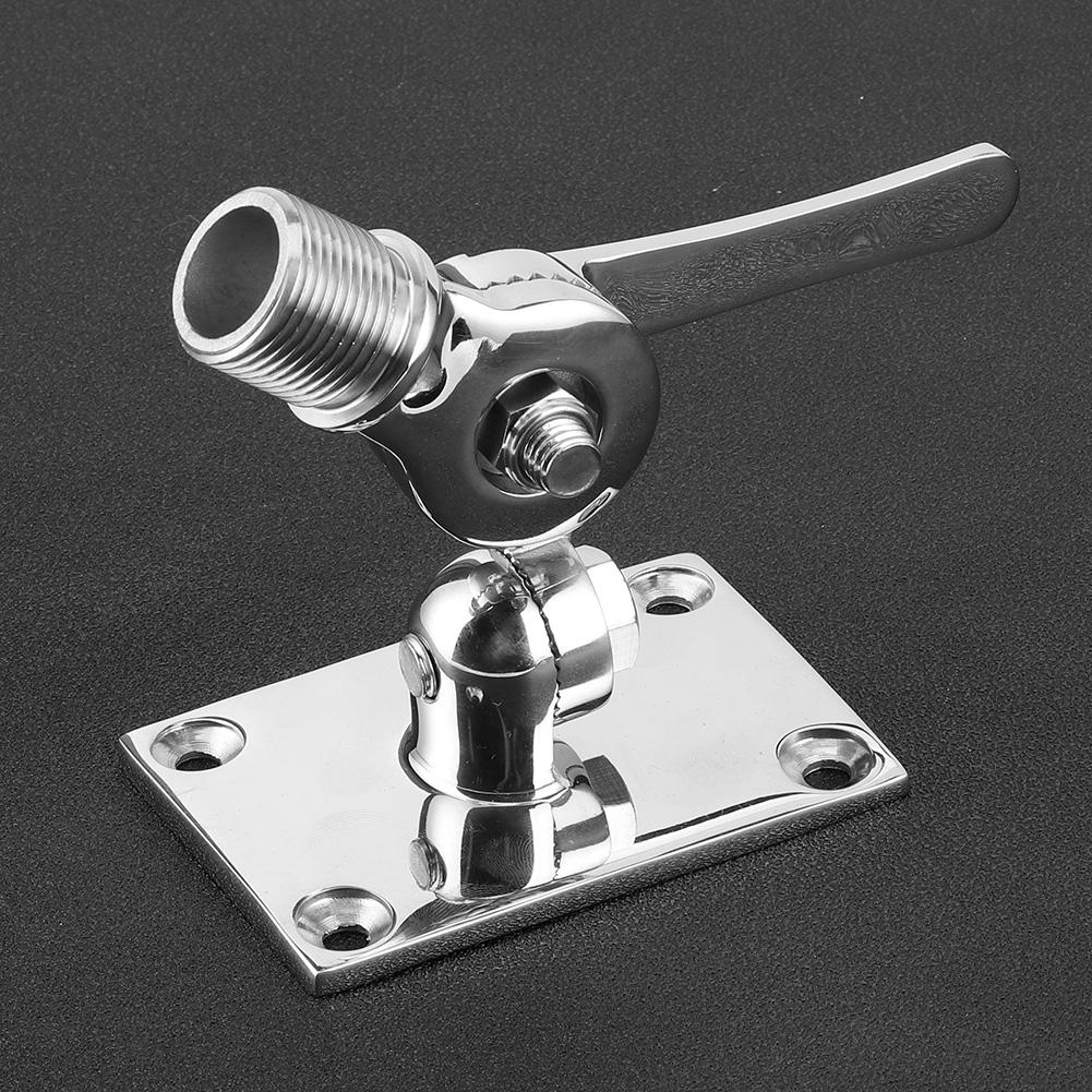 Stainless Steel VHF Antenna Ratchet Mount Dual Axle Adjustable Fixing Base for Marine Boat 1 14in Thread