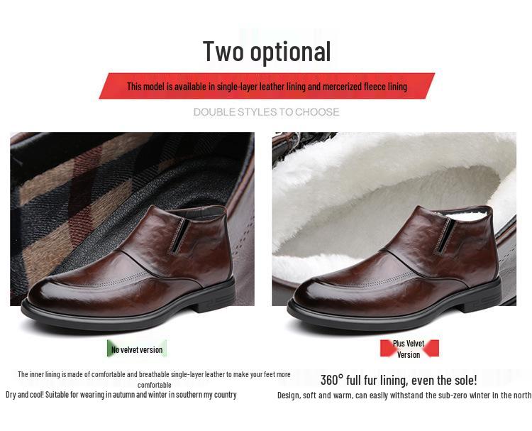 Men's British Style Velvet-Lined Chelsea Boots - Winter Formal High-Top Ankle Footwear