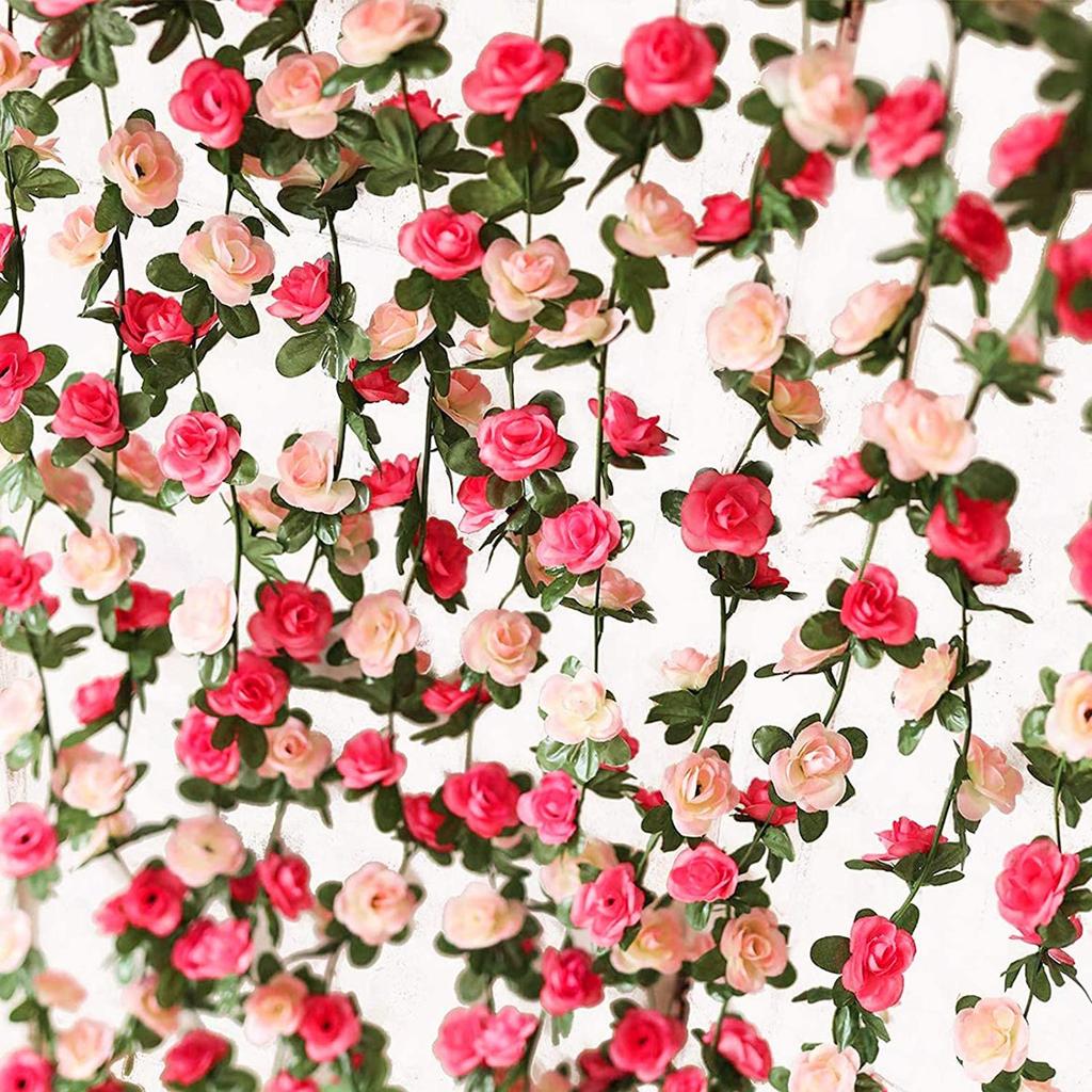 Flower Garland Fake Rose Vine Artificial Flowers Hanging Rose Ivy Hanging Basket