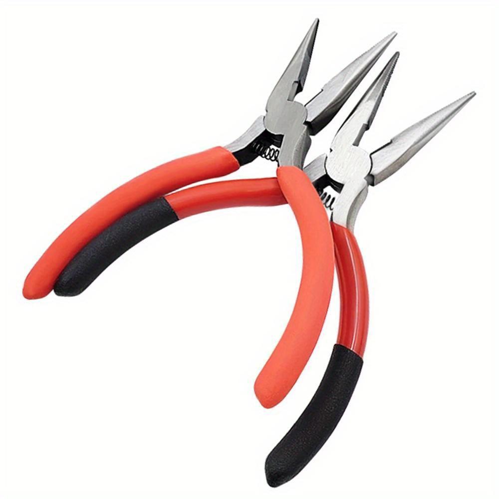 

2pcs/set Needle Nosed Pliers 5 Inch DIY Hand Prebuilt Coil Wire Long Nose Pliers Portable Durable Steel Repair Tool 2pcs/set