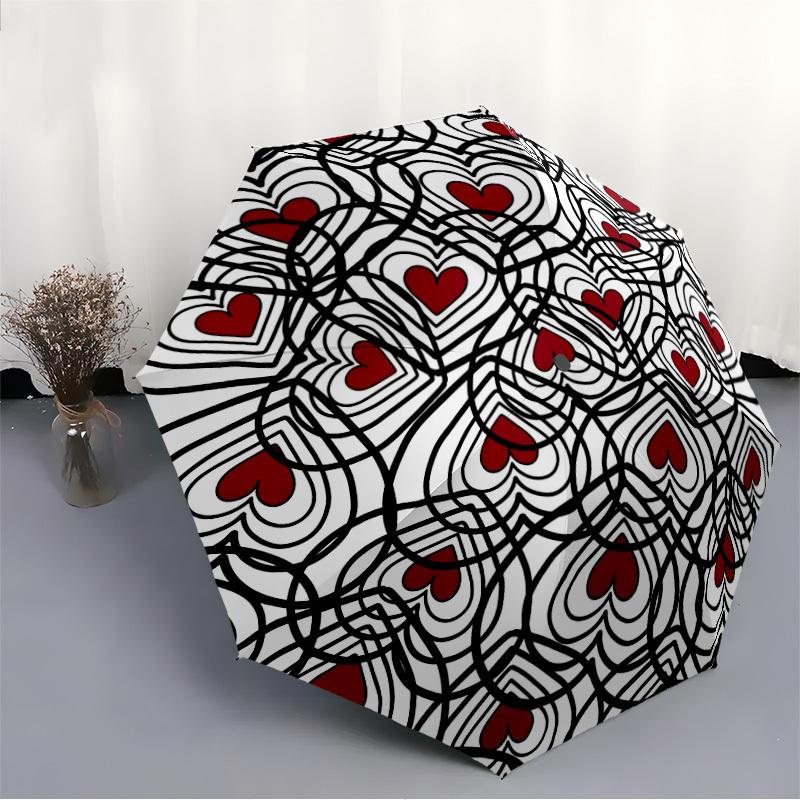 1pc Love Pattern Umbrella - Portable Home Essential, Durable Iron Frame with Rod Structure, Fashion Lovers Yy250910026