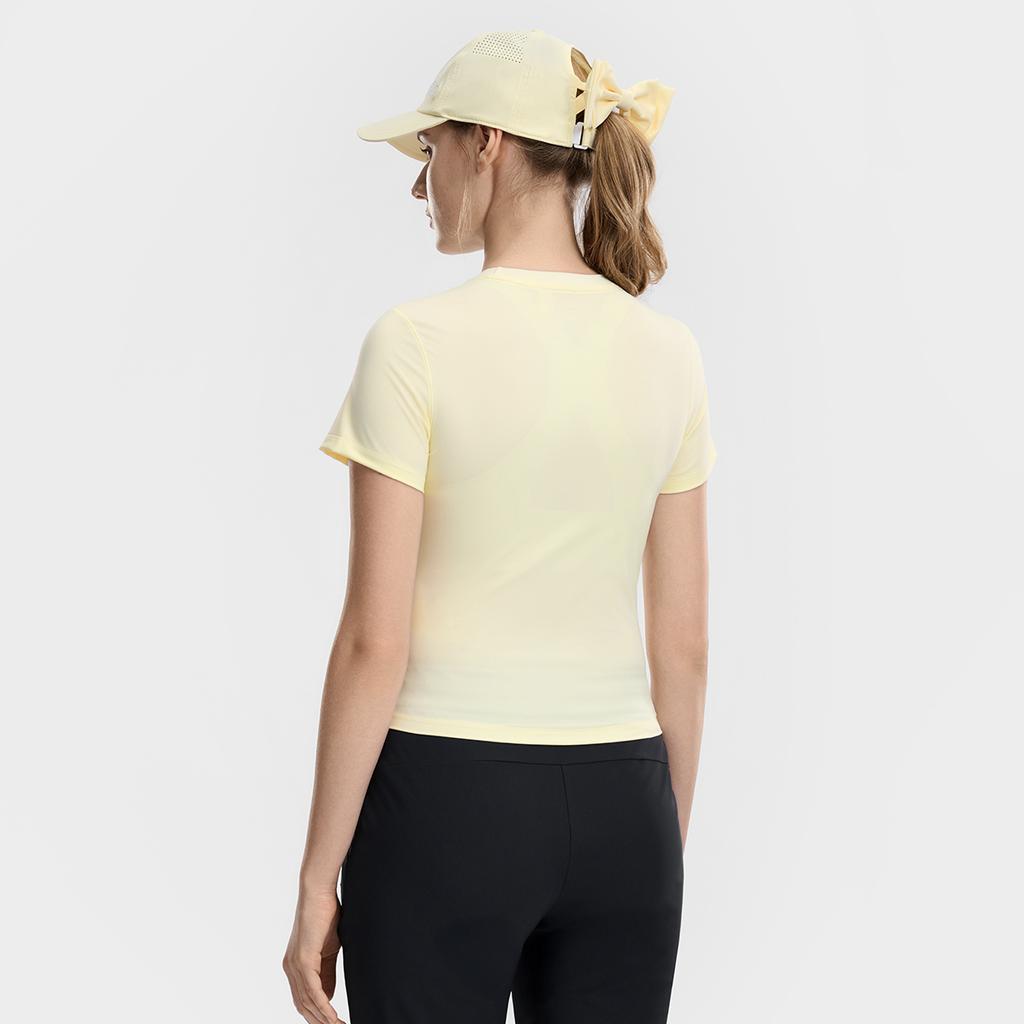 Fila Tennis Fashion Simple Classic Casual Sports Tennis Versatile Comfortable Short Sleeve T-Shirt Women tops Aster-Yellow A11W623103FYE