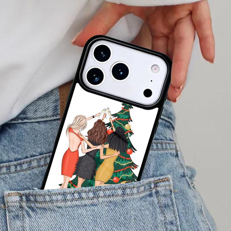 Christmas Girls Tree Gift Phone Case for iPhone 16e 15 14 13 12 17 Pro Max Plus Air 17pro Cover Coque