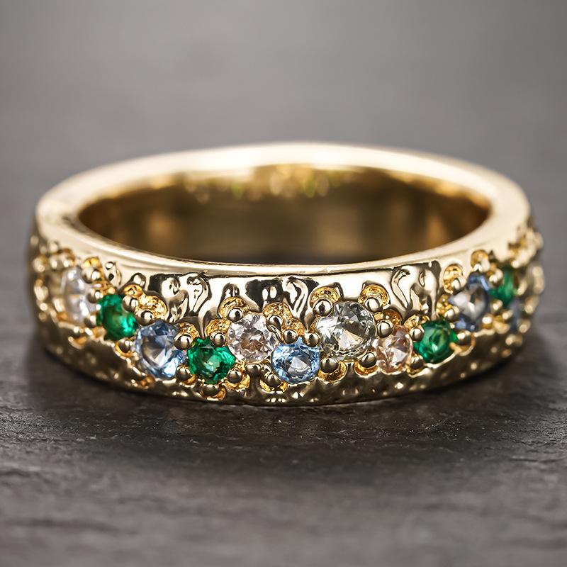 Japanese simple ring women, exquisite versatile color zircon index finger ring, niche design ins tide jewelry