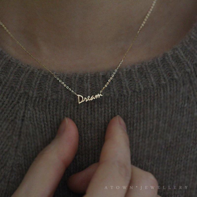 14K Gold-Plated Sterling Silver Necklace: Elegant and Simple Dreamy Design for Girlfriend Dream Platinum