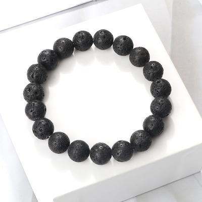 6mm 8mm 10mm Natural Volcanic Stone Beads Bracelets Black Lava Men Bracelet Aromatherapy Essential Oil Diffuser Bangle for
