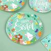 Easter Decoration 2024 Easter Bunny Eggs Paper Plates Napkins Cute Animal Paper Serviettes for Birthday Party Tableware Decor