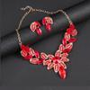 Women Flower Necklace Earring Jewelry Sets Wedding Bridal Accessories