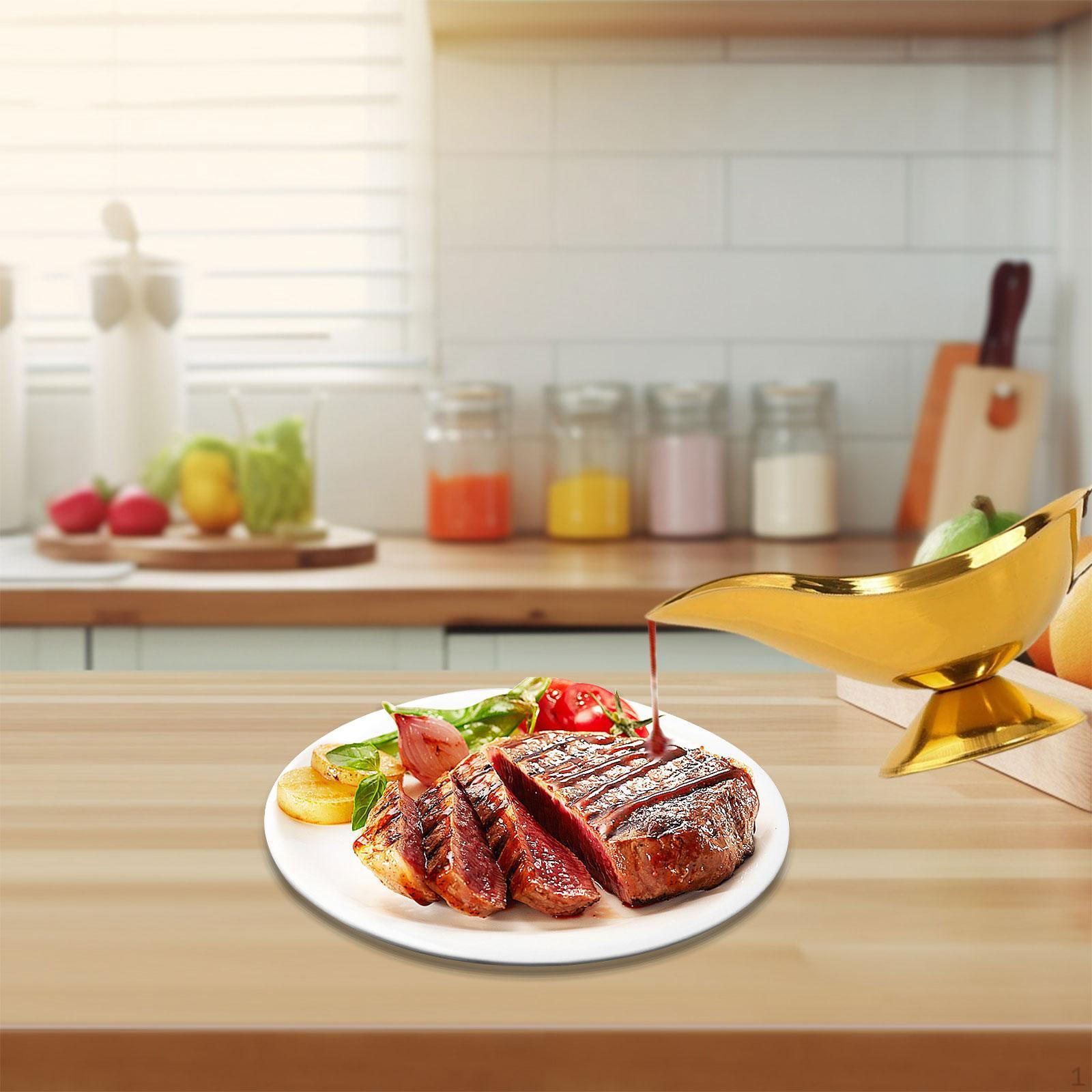 

Соусник из нержавеющей стали на 10 унций для подливки и заправок с ручкой Gold