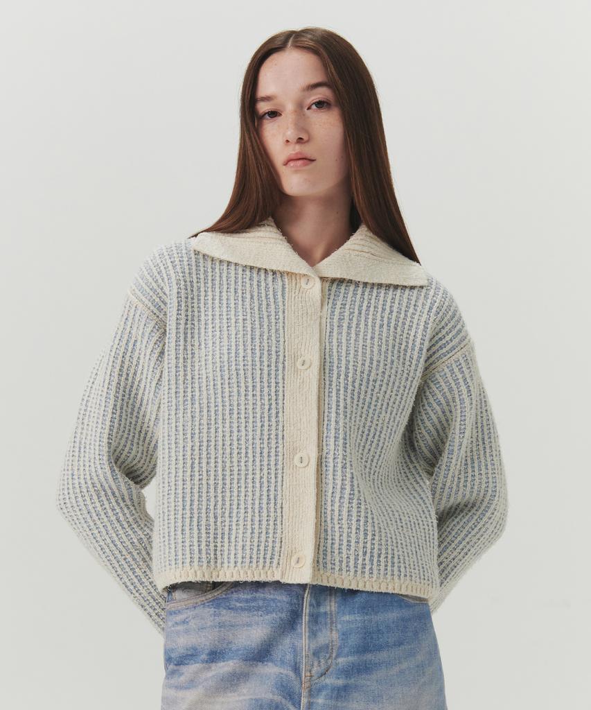 Levar Tucking Reversible Knit Cardigan - Light Blue