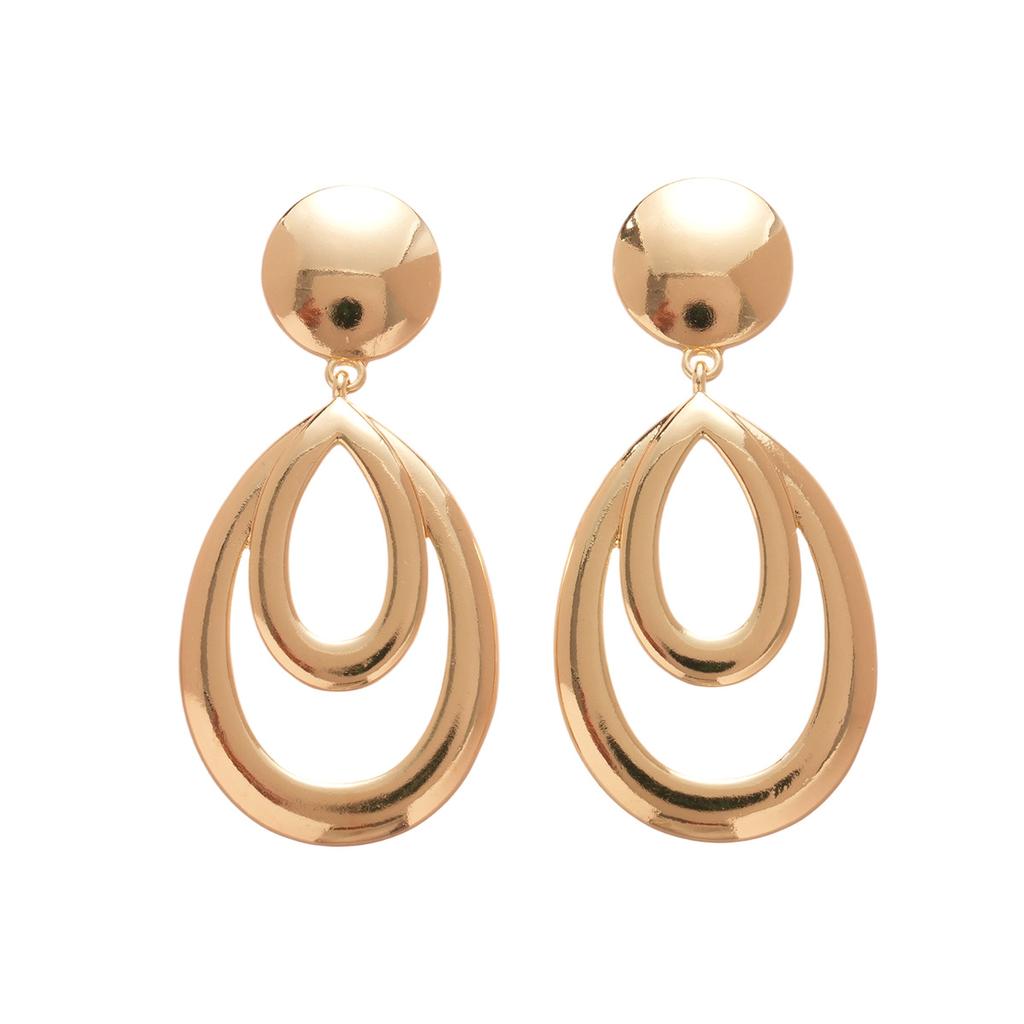Double-Layer Hollow Water Droplet Dangle Earrings for Women Jewelry Accessory