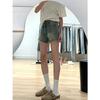 Small Denim Shorts for Women in Summer High Waist Loose Breasted A-line Wide-leg Hot Pants