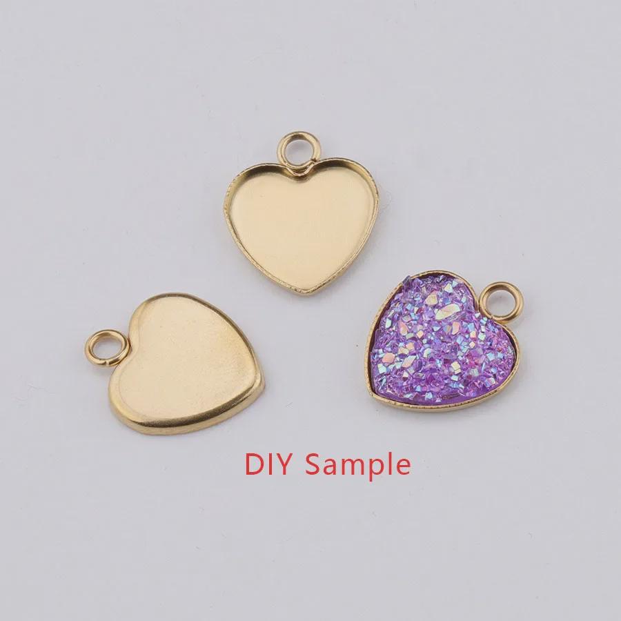 13*13/14mm Vergoldeter Edelstahl Pfirsichherz Tretlager für DIY Schmuck