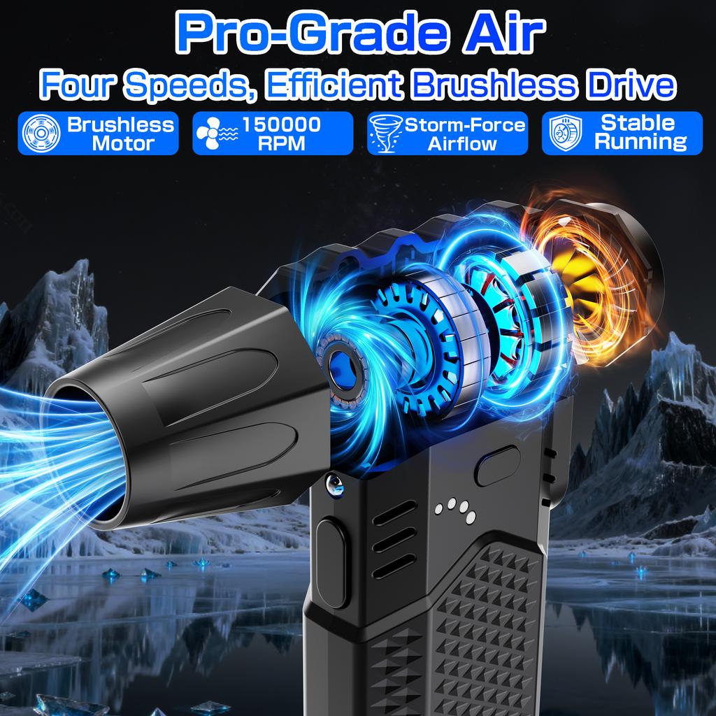 Turbo Fan For Car RV Truck Trailer Blowing Snow Electric Air Duster Blow And Suction 2 in 1 Violent Jet Fan Cleaning Blower Tool