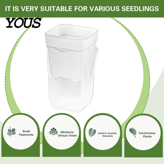 Automatic Watering Flower Pot Mini Self Pots with Wick, Clear Plastic Planters Drainage Holes & Water Level Indicator for Indoor Plants