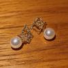 18K Gold-Plated European Retro Faux Pearl & Cubic Zirconia Ear Clip Earrings