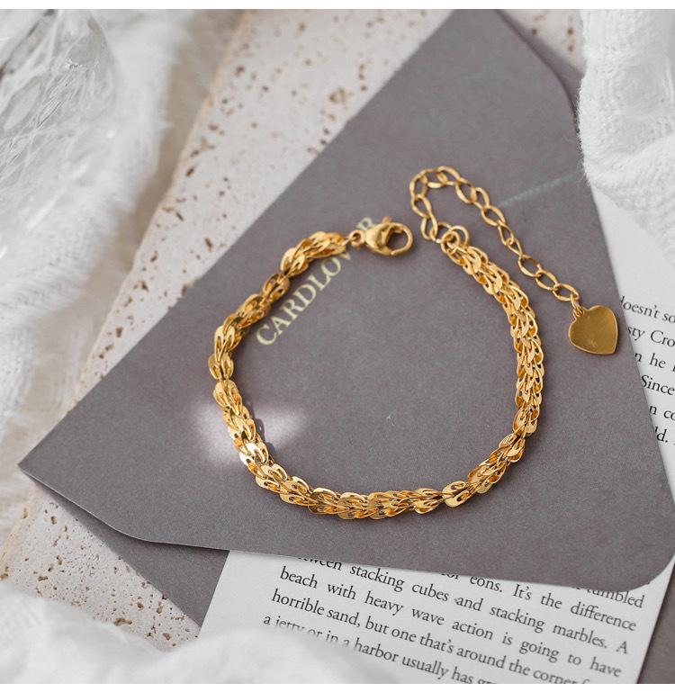 18K Gold Retro Heart-Shaped Peacock Tail Bracelet - Women's Summer Fashion Jewelry