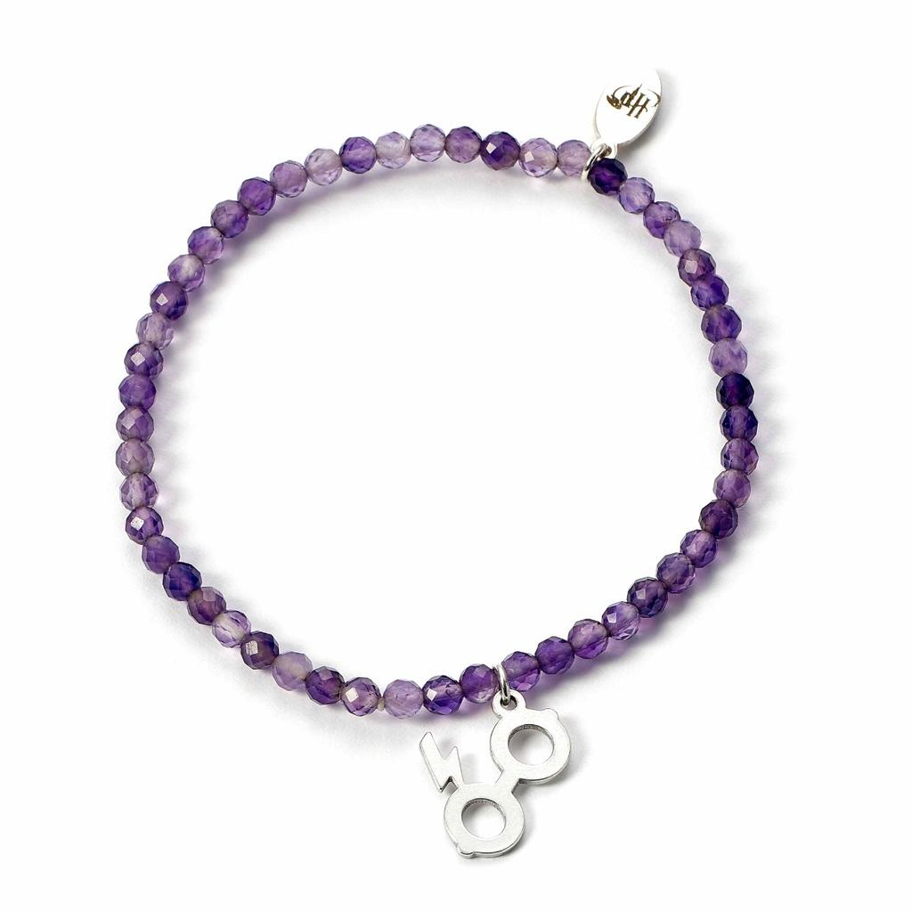 Harry Potter Semi Precious Stone Bracelet with Sterling Silver Lightning Bolt & Glasses Charm