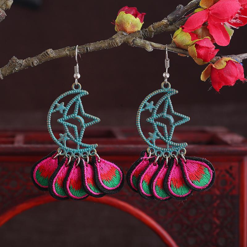 

Оригинальные ретро тканевые серьги женские длинные серьги-кисточки в виде капли воды Юньнаньские отпускные серьги серьги для выступлений универсальные серьги