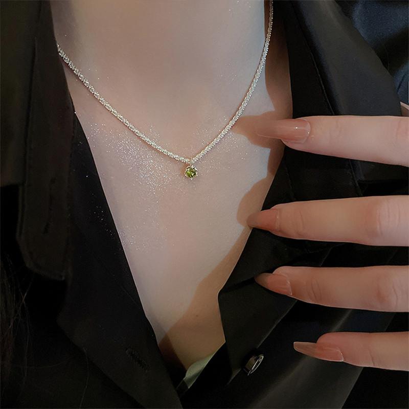 Silver Sparkling Plain Chain Necklace Women'S Summer Collarbone Chain Temperament Fashion Neck Chain Tide