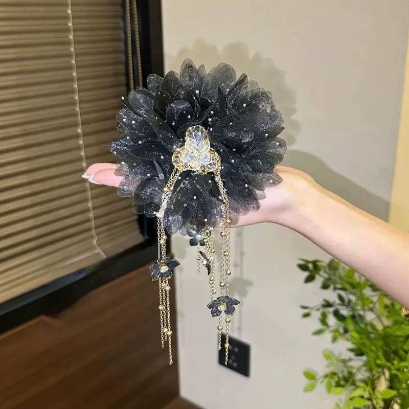 Flower Tassel Hair Clip For Women Girls Shark Ponytail Clip Headdress Temperament Headwear Hair Accessories Gifts