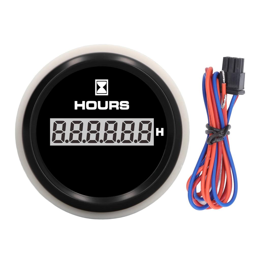 52mm Digital Hour Meter Gauge 0‑99999.9H Black Dial 7 Color Backlight IP67 Waterproof DC 9‑32V for Marine Boat